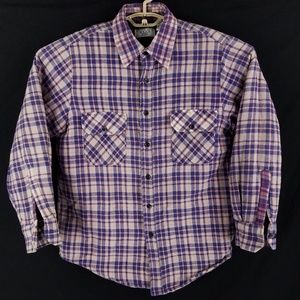 Vintage Blue Orange Plaid Check Shirt Jacket